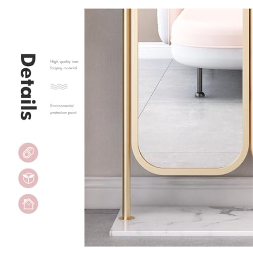 Full-Length Mirror Household Multifunctional Dressing Mirror and Coat Rack Combination Bedroom Full-Length Mirror with Hanging Clothes Full Length Floor Mirror (Gold2)