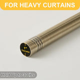 RYB HOME Brass Curtain Rod 1 Inch Diameter with Vivid Leaf Finials Telescoping Single Rod for Kitchen Living Room Bedroom Window Adjustable Length from 48 to 86 Inch, Antique Brass