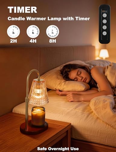Candle Warmer Lamp for Jar Candles, Dimmable Wax Warmer with Timer & Adjustable Height, Flameless Scented Candle Heater, Birthday Gifts for Mom Women, Housewarming New Home Decor (2 Pack)