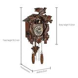 Kintrot Cuckoo Clock, Traditional Black Forest Handcrafted Wooden Quartz Clock for Wall Antique Decroration with Maple Leaf Pendulum, 12 Melodies, Night Sensor and Singing Bird