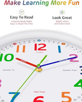 Silent Kids Wall Clock – Non-Ticking, Battery-Powered, Ideal for Teaching Time and Stylish Décor in Any Room - 8 Inch