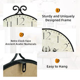 Farmhouse Wall Clock, 17H×13.4D Inch, Wrought Iron Frame with Warm Gray Finish, Vintage Wall Clock Silent Battery Operated Wall Clocks for Home Living Room Kitchen Bedroom