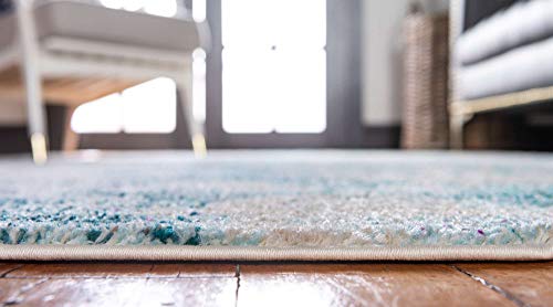 Unique Loom Positano Collection Coastal Modern Coral Lobster Shells Light Blue Area Rug (4' x 6')