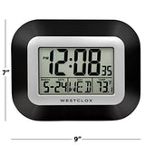 Westclox Large Digital Wall Clock Battery Operated with Temperature Date and Day of Week with Alarm | Modern Digital Desk Clock for Office Kitchen Bedroom or Living Room | Black