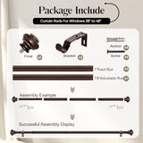 SIMEWIN Heavy Duty Curtain Rods for Windows 28 to 48 Inches, Bronze Curtain Rods with Classic Finials for Bedroom, Living Room, Patio, Kitchen