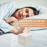 Healifty Wooden Digital Alarm Clock with Dual Led Display and Temperature Compact 2.55 Inch USB Powered Mini Clock for Bedroom and Desk Use