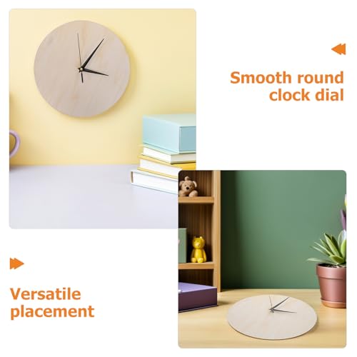 KESYOO 2pcs Wooden Clock Face Blank - 11 Inch Round DIY Clock Dial Plate with Pointer for Painting Crafts Classroom Projects Home Decor