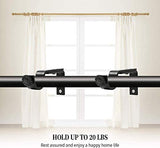 Eau 10 Pieces of Adjustable Black Curtain Rod Brackets, Heavy Duty Single Curtain Rod Holders for Maximum 1 Inch Rod, Wall-Mounted