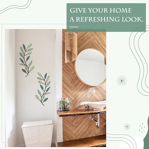 Zhengmy 2 Pieces Metal Tree Leaf Wall Decor Vine Olive Branch Leaf Wall Art Living Room, Hallway Wall Decor Outdoor Decoration(Gradient Green)