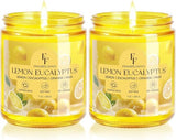 Lemon Eucalyptus Scented Candle, Natural Soy Wax Jar Candle for Home Scented, 100-Hour Burn Time Gifts for Women Men, 7 oz (2 Pack)