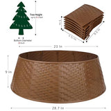 Blissun Christmas Tree Collar, 28.7" D Round Plastic Christmas Tree Ring, Christmas Tree Skirt for Artificial Christmas Trees Decoration (Brown)