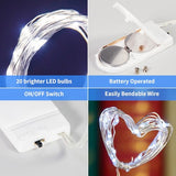 Cool White Fairy String Lights Battery Operated LED Starry Lights 7.2ft 20 LEDs Silvery Copper Wire for Christmas DIY Decoration Wedding Party (6 Pack)