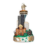 Old World Christmas Seattle Skyline Glass Blown Ornament for Christmas Tree, Handcrafted Holiday Decoration, Landmark Collection