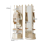 Decorative Rotatable Full-Length Mirror, Floor-Standing, Multi-Functional Dressing Shelf for Home Use for Living Room