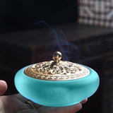 Powder Incense Burner Kit with Brass Censer, Incense Ash Tools and Mold Press Set, Complete Gift Box for Meditation, Yoga and Home Relaxation