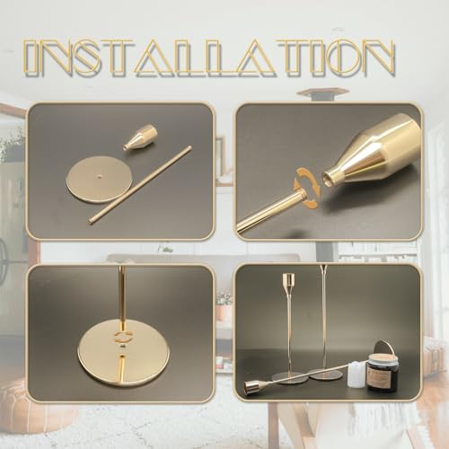 6Pcs French Gold Candlestick Holders Set Fit 3/4" Tall Taper Candle Home Decorative Table Centerpieces for Family Dinning, Party Decoration