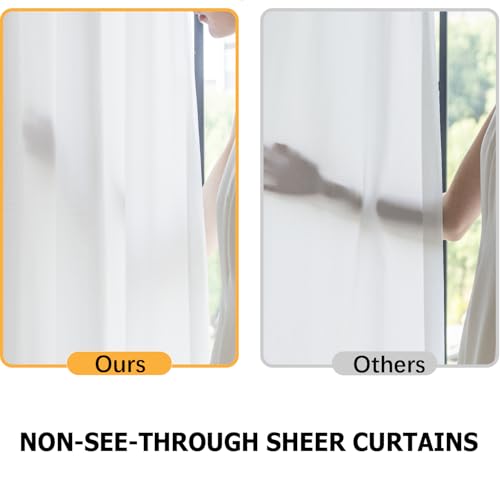 Non-See-Through White Privacy Semi Sheer Curtains That Let Light in 84 Inches Long Light Filtering Sheer Window Curtains Drapes for Living Room Bedroom 2 Panels Set White