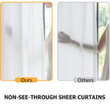 Non-See-Through White Privacy Semi Sheer Curtains That Let Light in 84 Inches Long Light Filtering Sheer Window Curtains Drapes for Living Room Bedroom 2 Panels Set White