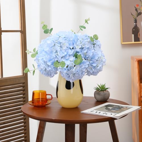 Tifuly Hydrangea Artificial Flowers -12 pcs Realistic Fake Hydrangea Silk Flowers with Stems Faux Hydrangea Flowers Heads for Office Home Party Wedding Centerpiece DIY Floral Decor(Sky Blue)
