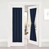 NICETOWN Blackout French Door Curtain - Thermal Insulated Side Door Window Curtain Panel Drape for Front Entry Way/Kitchen/Dining Room/Bathroom, Navy, 1 Panel, 25W by 72L inches