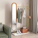 Decorative Coat Rack and Dressing Mirror Integrated Bedroom and Living Room Floor-Standing Rotating Full-Length and Hat for Living Room(Gold,80cm)