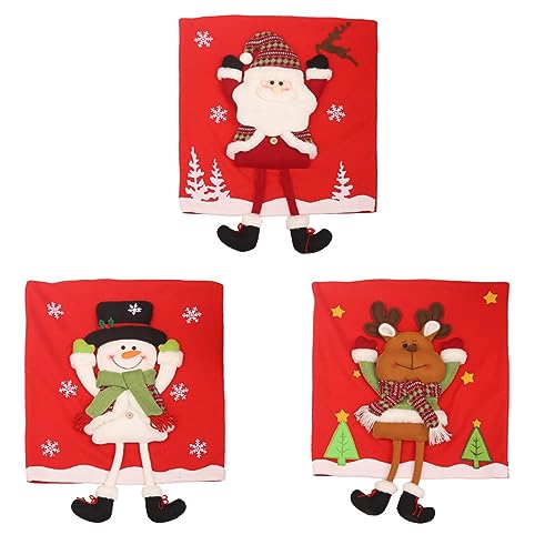 Festive Christmas Chair Back Adorable Cartoon Santa Chair Back Decor ForXmas Kitchen Dining Slipcovers