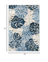 Wonnitar Leaf 2x3 Kitchen Rug, Small Bathroom Blue Rug, Washable Bedside Accent Mat, Monstera Plant Coastal Non-Shedding Soft Entryway Floor Carpet for Laundry Room Entrance Bath