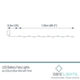 QBIS Warm White Fairy Lights Battery Operated With Timer Mode, 40 Micro LED for Mason Jars, 6.5ft Silver Wire Indoor Use