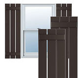 17 1/8"W x 32"H True Fit PVC Three Board Spaced Board-n-Batten Shutters, Raisin Brown (Per Pair - Hardware Not Included)