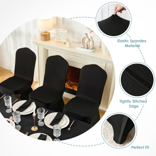 VidaFete 100PCS Black Chair Cover, Polyester Spandex Dining Chair Cover Stretchable Chair Slipcovers for Dining Room, Kitchen, Wedding, Banquet, Fits Most Seat Shapes