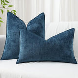 decorUhome Chenille Poseidon Velvet Throw Pillow Covers 20x20 Set of 2