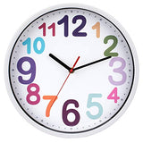 Wall Clock 12 Inch Silent Non Ticking Battery Operated Time Teaching Quartz Home Colorful Read Learn Time Perfect for Teacher's Classrooms and Kid's Bedrooms