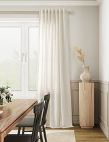 Guken Natural Cream Linen Curtains 84 inches Long for Living Room Bedroom 1 Panel Back Tab Privacy Semi Sheer Boho Farmhouse Light Filtering Window Curtain 84 Inch Length Ivory Off White Linen Drape