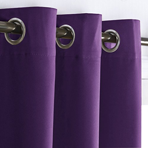 NICETOWN Royal Purple Blackout Curtain for Bedroom 63 inch Length, Purple Home Decor Solid Grommet Window Drape, Room Darkening Thermal Insulated (Single Panel, 42 x 63 inch, Royal Purple)