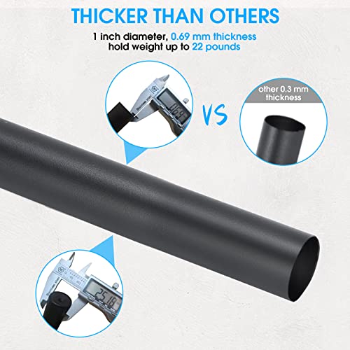 Industrial Curtain Rod, 1 Inch, Black, Rustic Finish, Steel, 30-144 inch curtain rod, Ceiling & Wall Mounted