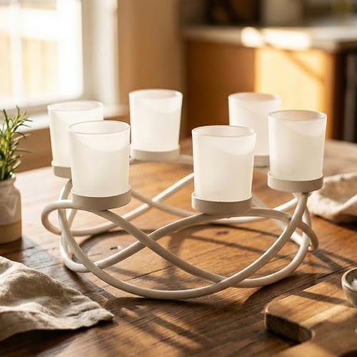 Tealight Candle Holder Centerpieces for Wedding Decor, White