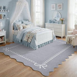 Garvee Scalloped Bow Rug Grey Washable Solid 3x5 Area Rugs for Living Room