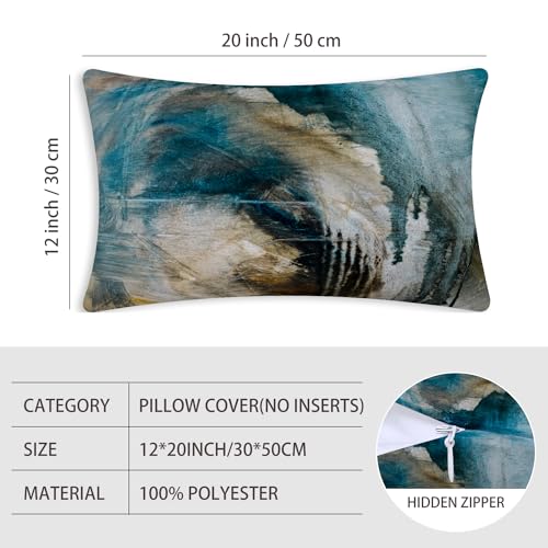 Throw Pillow Covers for Couch, 20x12 Inch, 2 Pack, Black Teal