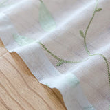 Lazzzy Embroidered Sheer Curtains Floral Leaf White Sheer Curtain for Bedroom Living Room Kitchen Rustic Voile Drapes Privacy Window Treatment Set of 2 Panels 96 Inches Long Grommet Top Green on White