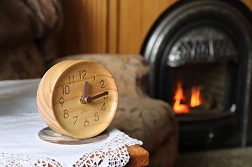 Driini Wooden Analog Desktop Clock – 4.3 in. Decorative Pinewood Clock. 4 Color Bundle