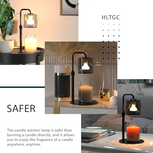 Candle Warmer Lamp with Timer Dimmer, with 2 Bulbs,Adjustable Height,Mothers Day Gifts for Mom,Birthday Gifts for Women,for Yankee Jars,for Room Home Decor (Black)