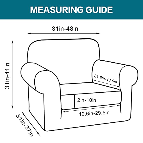 Turquoize 2 Piece Chair Covers for Living Room Armchair Couch Cover with Individual Cushion Covers Furniture Cover for Chairs (Chair,BiscottiBeige)