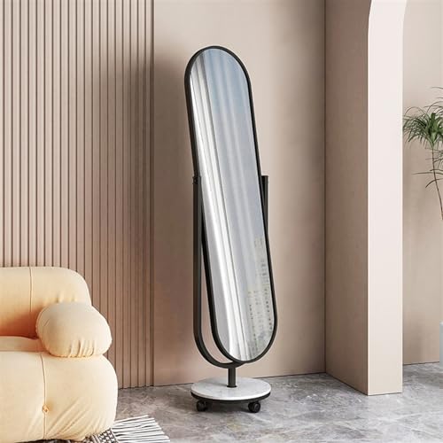 Full-Length Mirror Home Floor-Standing Full-Length Mirror, Rotatable and Movable Dressing Mirror, Bedroom Fitting Mirror, Dressing Mirror Full Length Floor Mirror (Black A)