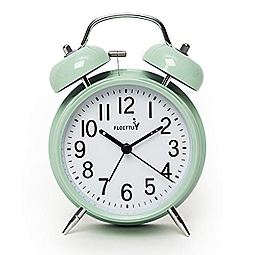 FLOITTUY Loud Alarm for Deep Sleepers 4'' Twin Bell Alarm Clock with Backlight for Bedroom and Home Decoration(Green)