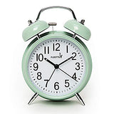 FLOITTUY Loud Alarm for Deep Sleepers 4'' Twin Bell Alarm Clock with Backlight for Bedroom and Home Decoration(Green)