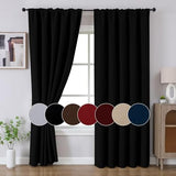 Joydeco Blackout Curtains for Bedroom, Black out curtains 96 inch long 2 Panels, Long Black Drapes with Rod Pocket Back Tab, Room Darkening Noise Reducing & Wrinkle-Free Drapes for Living Room Windows