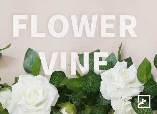 ZIFTY 5Pcs 32.5FT Flower Garland Artificial Rose Vine White Fake Silk Floral Hanging for Wedding Arch, Garden Tea Party Backdrop Room Decor and Home Decoration Outdoor Wall Decor