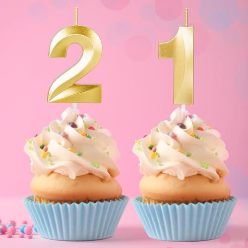 21st Birthday Candles,21st Birthday Decorations Cake Topper for Her Him Men Party Favors