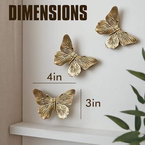 GUSFREUD 3D Butterfly Wall Decor Set – Resin Wall Decorations for Living Room, Bedroom, Garden, Yard, Outdoor and Gallery Walls - Antique Copper - Set of 3