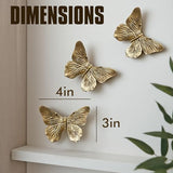 GUSFREUD 3D Butterfly Wall Decor Set – Resin Wall Decorations for Living Room, Bedroom, Garden, Yard, Outdoor and Gallery Walls - Antique Copper - Set of 3